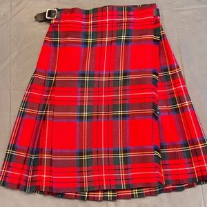 Vibrant Red Tartan Plaid Skirt